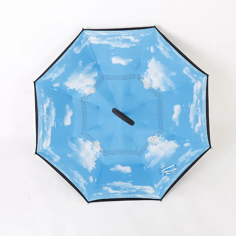 FINE OCEAN Hands Free C Handle doppio strato capovolto reversibile inversione ombrello rovesciato ombrello reversibile