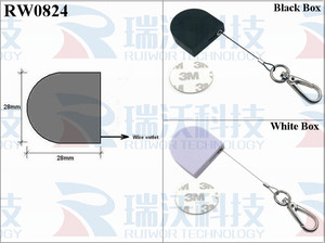 RUIWOR RW0824 <strong>D</strong>-shaped Small Spring Cable Cord Retractor Plus Key Hook Wire Rope End As Tethered <strong>Mechanism</strong> - Product Image 2