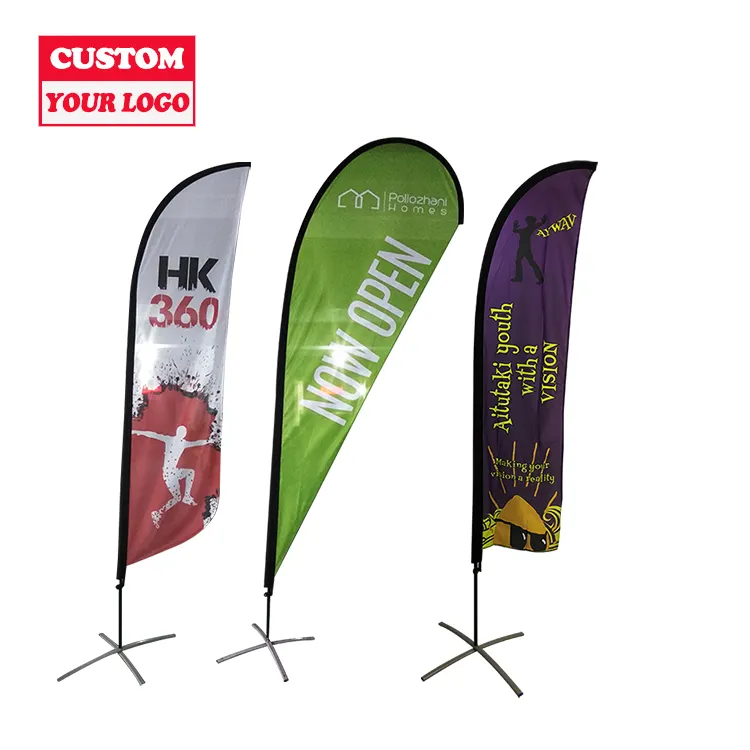 Special Shape Teardrop Flag with cross base Flag with Pole Printing Feather Flag Banner