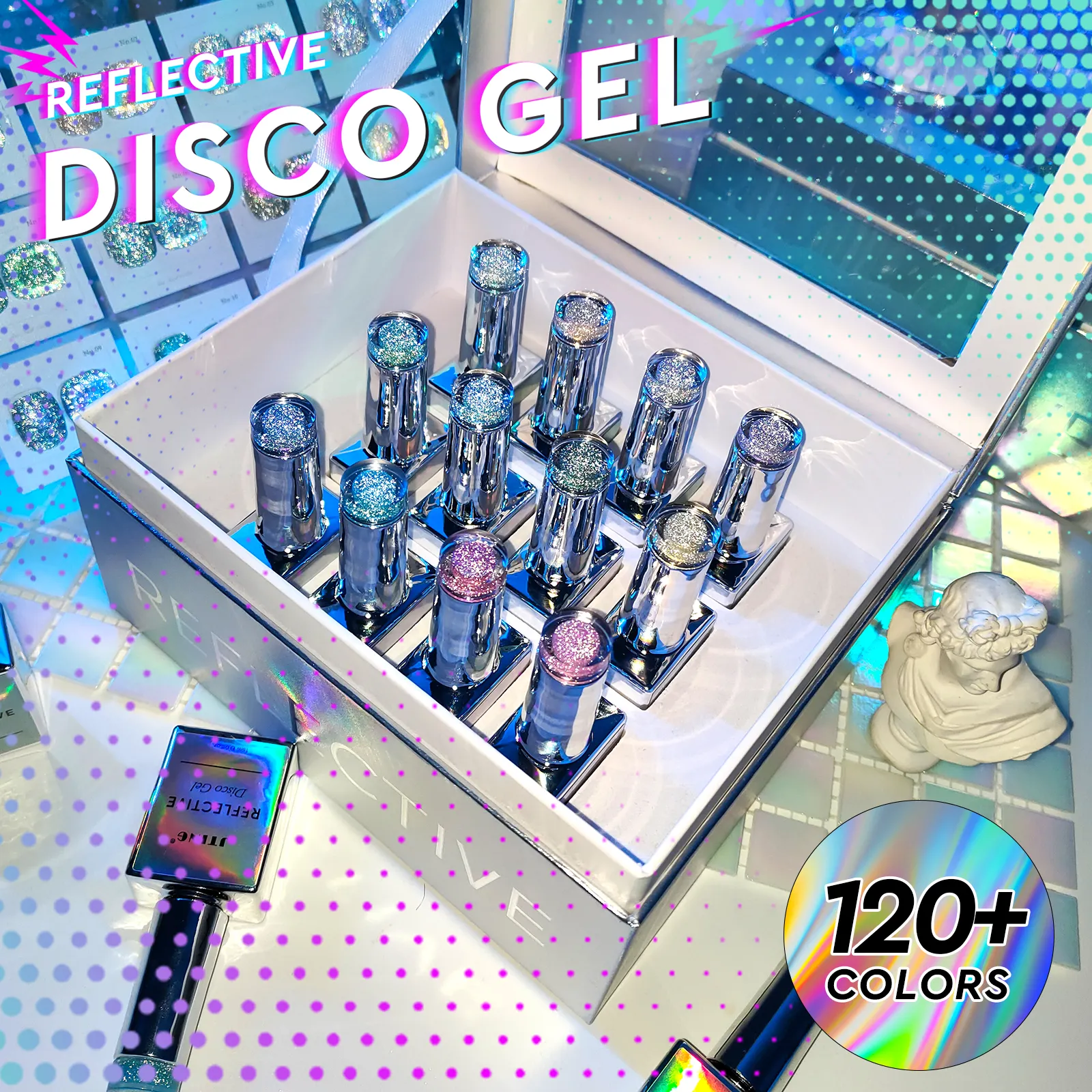 JTING Low Moq Einzigartig Anpassen Farben reflektierende Disco Diamant Gel Nagellack 12 Stück Set Box Sammlung OEM ODM Nagel zubehör