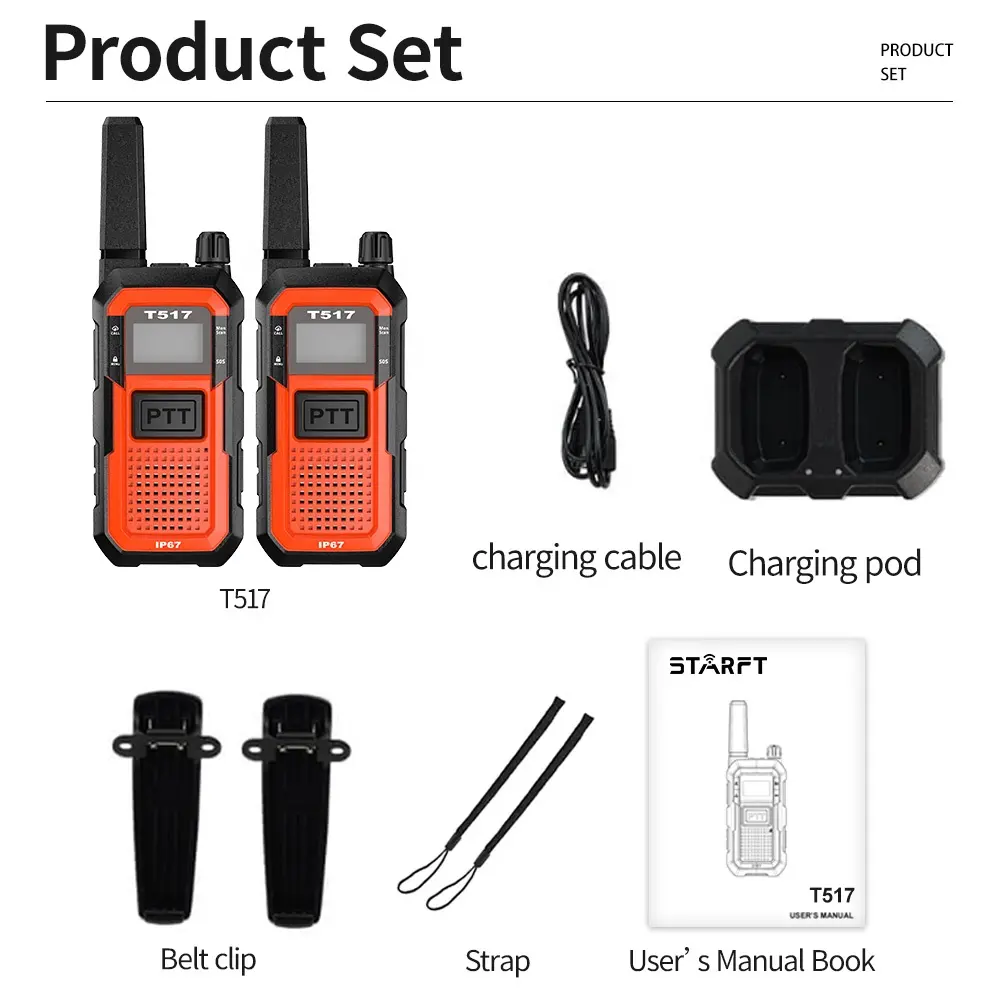 Starft วอล์คกี้ทอล์คกี้ T517กันน้ำกันฝุ่นวิทยุสองทางพยากรณ์อากาศ PMR446วิศวกรรมของ Frs IP67พร้อมหน้าจอ & ปุ่มกด