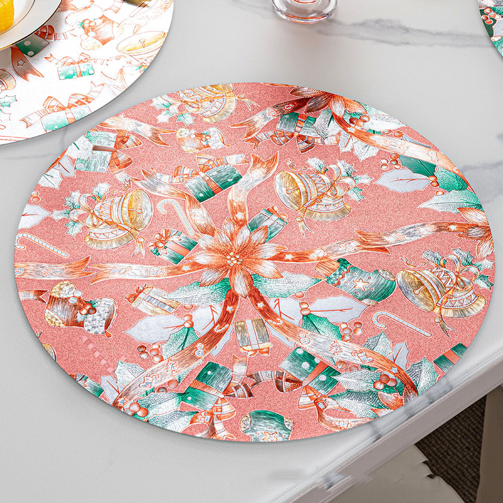 IUIU 45*30cm 6 pcs Set PVC American European Western Stylish Christmas Xmas Dining Placemats for Table