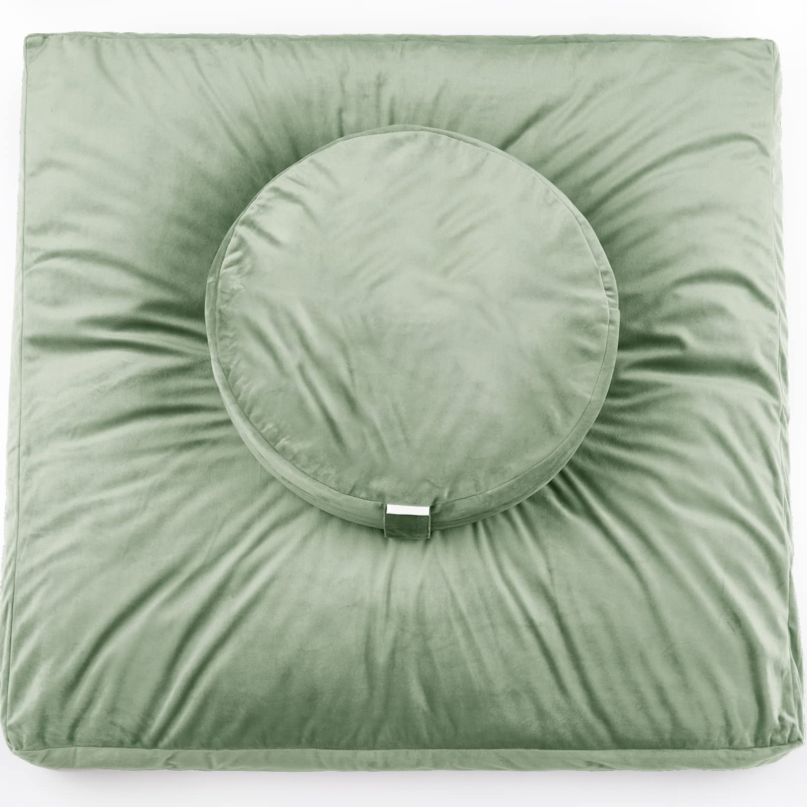 Set of green yoga cushions