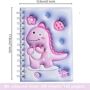 B6 Spiral Soft Cover Cartoon Dinosaur <strong>Notebook</strong> with Colored Loose-leaf Paper Student Horizontal Line <strong>Exercise</strong> Book 80 Sheets - Product Image 5