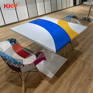 KKR运动设计蓝色彩色餐桌现代餐厅桌椅树脂表面实心桌面 - Product Image 1
