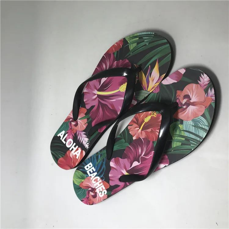 Custom Logo flower Sandals Women Shoes Summer Beach Slippers Rubber Flipflops Casual Flip Flops for Womens