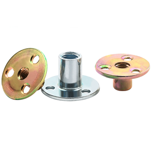 M10 Brad lỗ TEE <span class=keywords><strong>Nut</strong></span> với ba lỗ sắt thép carbon tròn cơ sở t Hạt đồ nội thất phần cứng mặt bích chèn nữ chủ đề - Product Image 2