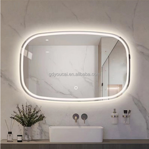 Lujo sin marco cuadrado Smart Touch Control Iluminado Regulable función ajustable vidrio plateado arenado Anti-niebla Led espejo - Product Image 6