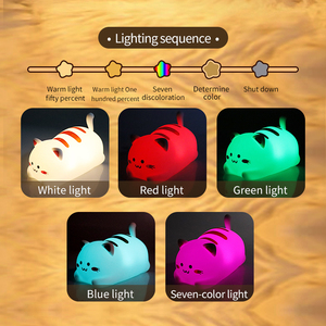 All'ingrosso Mini luce notturna a forma di gatto con telecomando a tre livelli con controllo tattile per bambini luce notturna in Silicone - Product Image 2