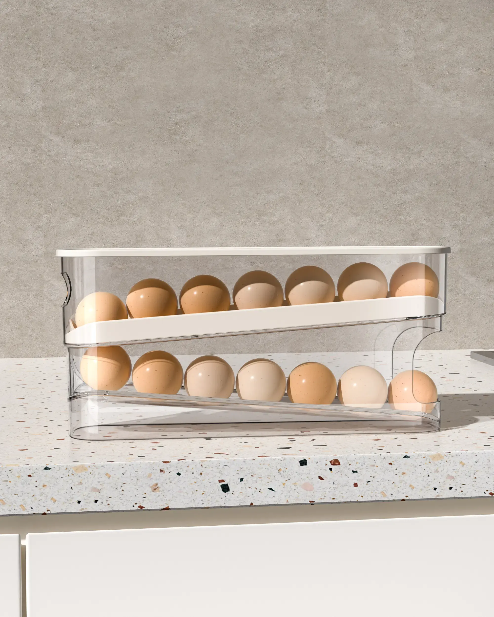 Frigorifero 2 livelli automatico uovo rullo organizzatore contenitore porta uova per frigorifero