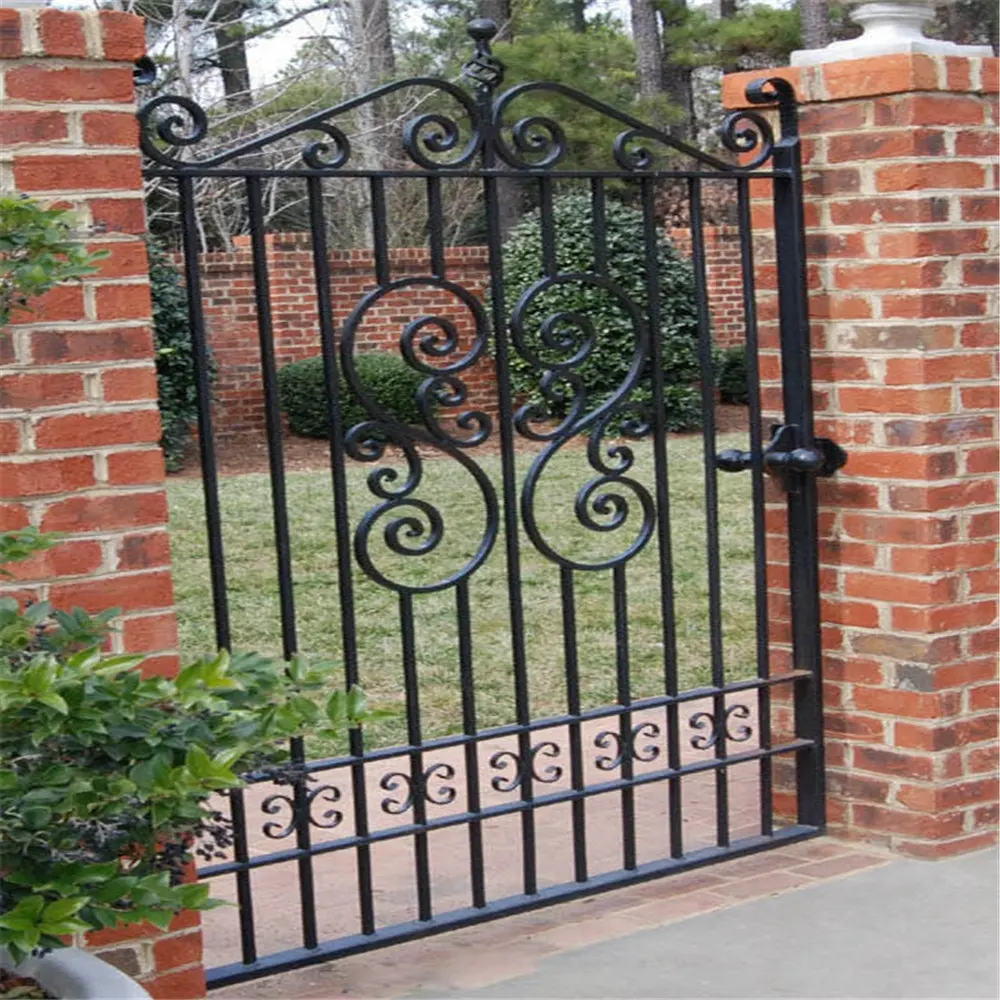 Quintal de trás moderno pequeno, portão de ferro forjado pequeno portão de jardim, design de portão de ferro