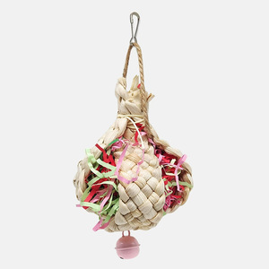 Papagaios roendo palha milho papel lanterna bola pássaros ventilar dentes equipamento de moagem pássaro gaiola decorativo corda brinquedo cor aleatória
