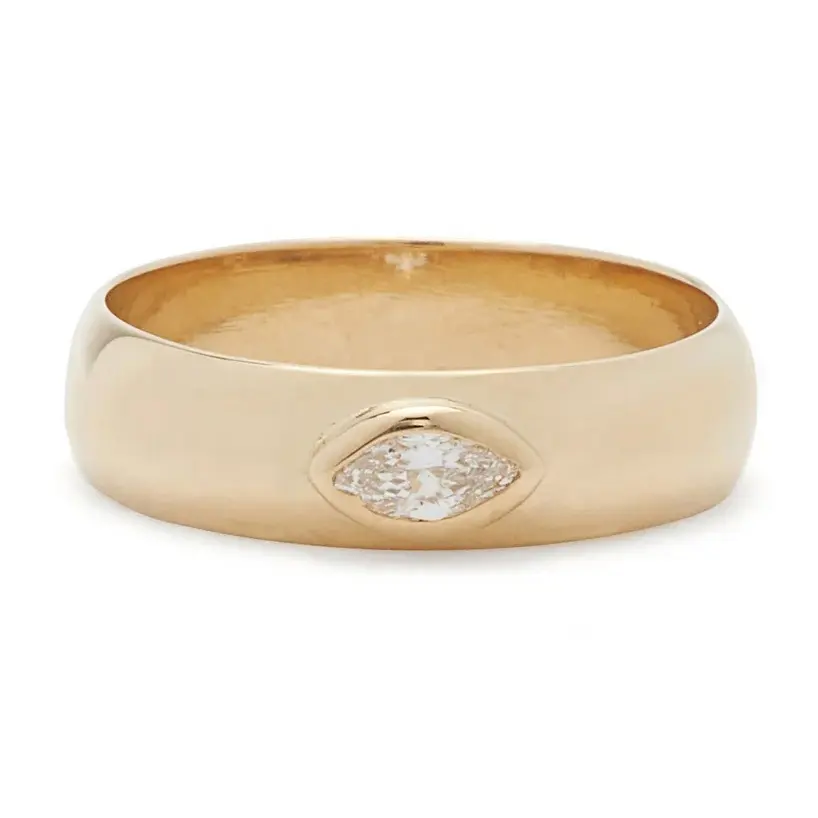 Gemnel anello a fascia larga in argento sterling di alta qualità con taglio a vermeil in oro 18 carati
