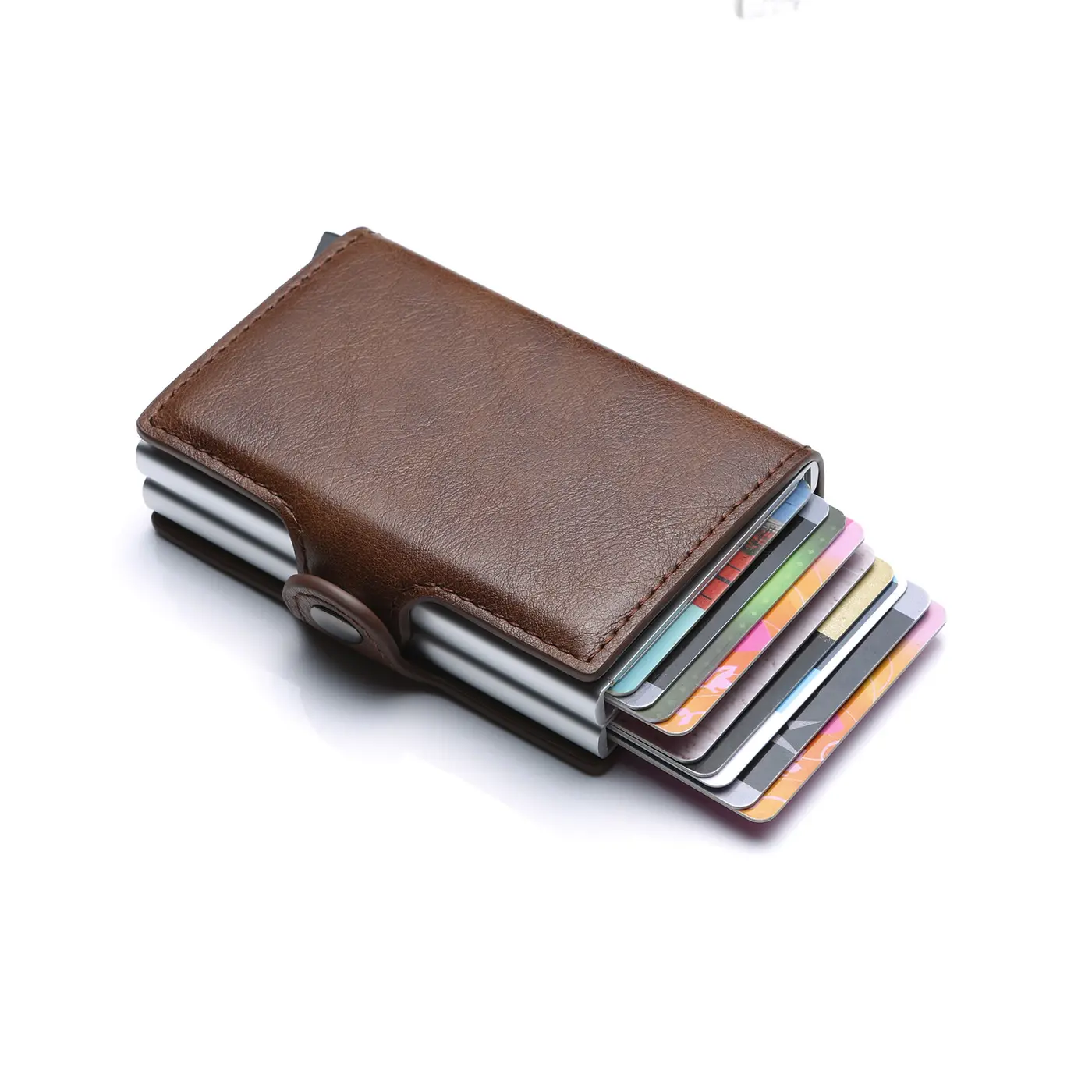 رجّالي محفظة جلدية rfid حجب بطاقة الائتمان حامل بطاقة الحد الأدنى مزدوجة مربع محفظة