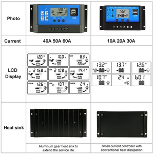 Controlador de cargador solar al por mayor PWM Auto 12V 24V 48V 10A-60A Controladores inteligentes de salida de CC para sistema de panel solar híbrido - Product Image 5