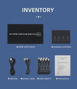 4K HDMI KVM开关4进1出4K 60Hz HDMI USB KVM切换器4x1，用于4 pc共享显示器鼠标键盘，带桌面控制器 - Product Image 6