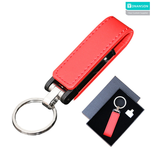 Memoria USB 2,0 de cuero personalizada de gama alta con logotipo personalizado 3.0USB Memory Stick para Pendrive promocional con llavero de regalo - Product Image 3