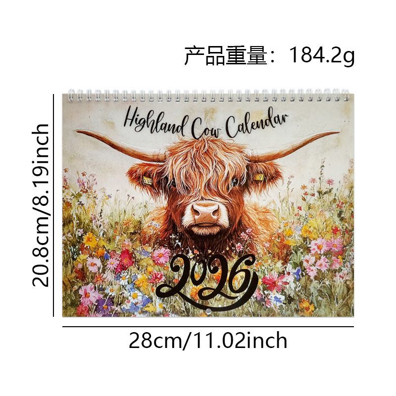 2026 Highland Cow Calendar
