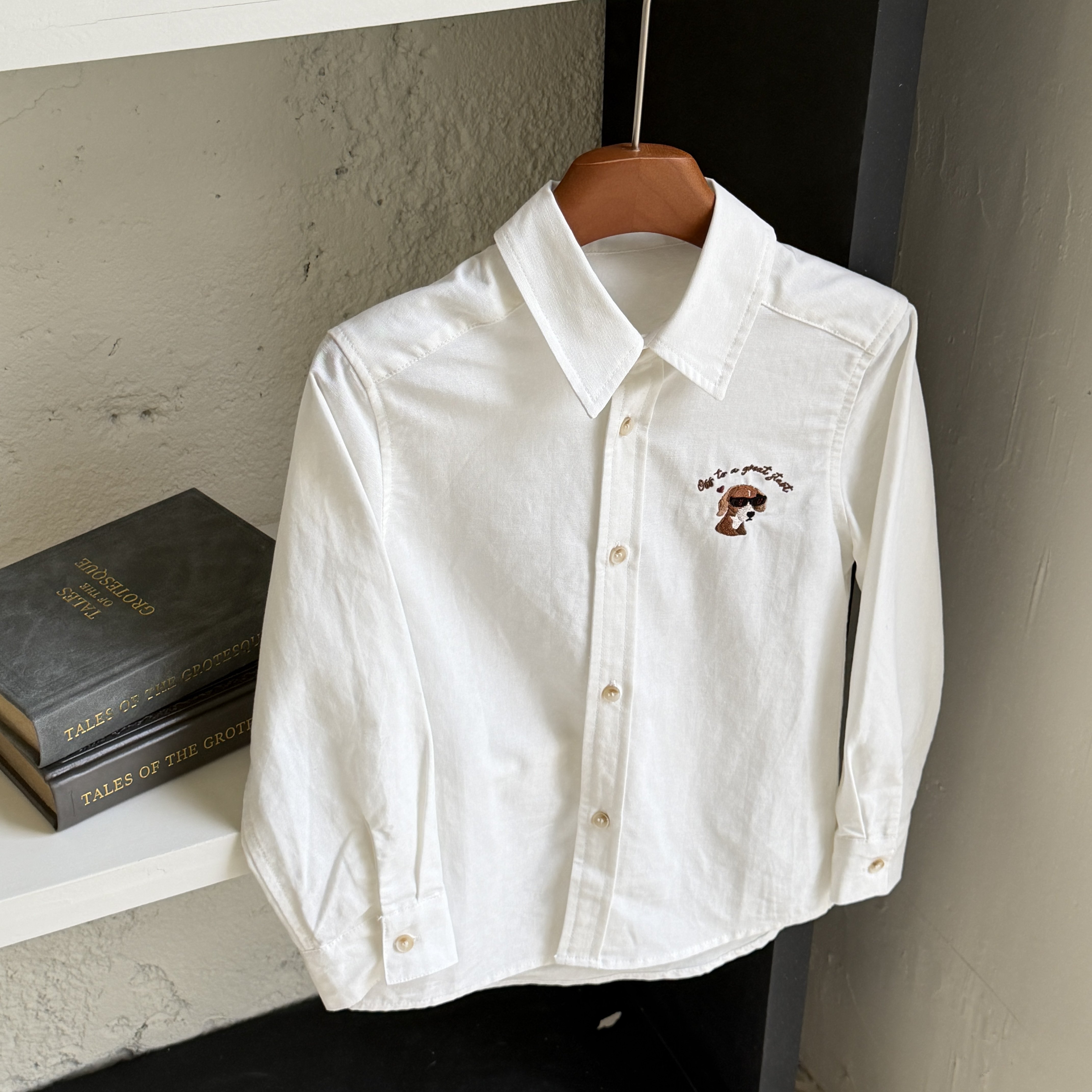 Chemise chiot blanc en lin-coton