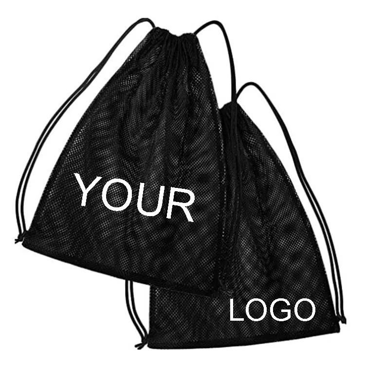 Dichos biểu tượng tùy chỉnh in nylon lưới thể thao ba lô túi màu đen Golf Bóng lưới thể thao mỹ phẩm Túi Túi xà phòng mua sắm túi