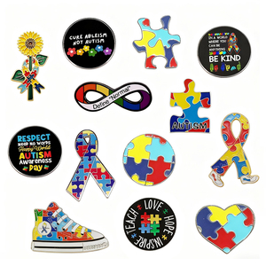 Autismus-Bewusstseins-Emaille-Pins: Farbenfrohe Puzzle-Band-Abzeichen, weiche Metall-Anstecknadeln mit Empowerment-Botschaften, Advocacy-Merchandise, Geschenke - Product Image 1