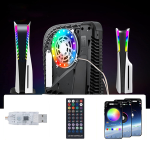 Yeni çıkış çok renkli ayarlanabilir LED RGB işık kiti PS5 ince konsol disk dijital baskı dekorasyon seti - Product Image 5