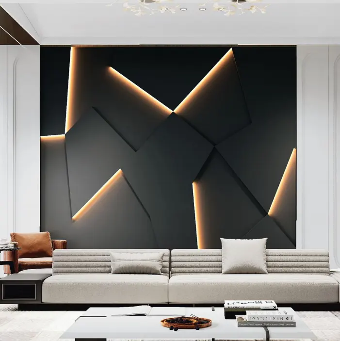 Panneaux muraux de toile de fond sculptés en cuir 3D pour décoration d'intérieur d'hôtel de haute qualité
