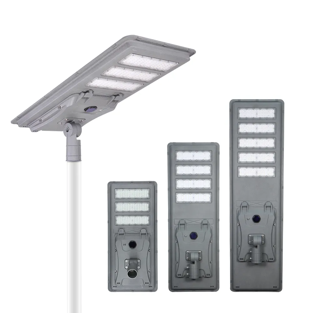 KCD 100w 200w 300w 500w 45000 Lumen tutto In uno ad alta potenza In alluminio integrato solare lampade a LED all'aperto IP65 lampioni solari