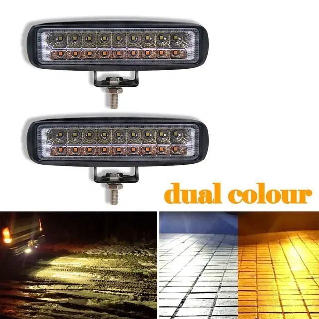 כפול צבע Led עבודת אורות DC12V לבן + צהוב רכב נהיגה ערפל מנורת אוטומטי חיצוני תאורת אביזרי SUV משאית טרקטורונים Offroad