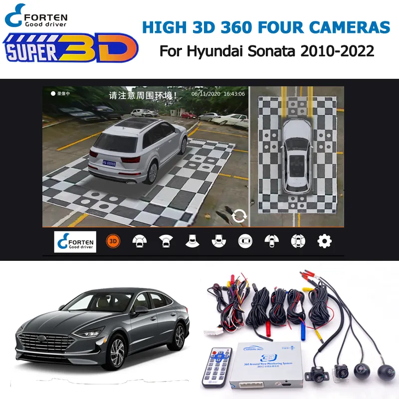 Fisheye Lens High Definition 3D Parking 360 Graden Auto Beveiliging Camera Kit Voor Hyundai Sonata