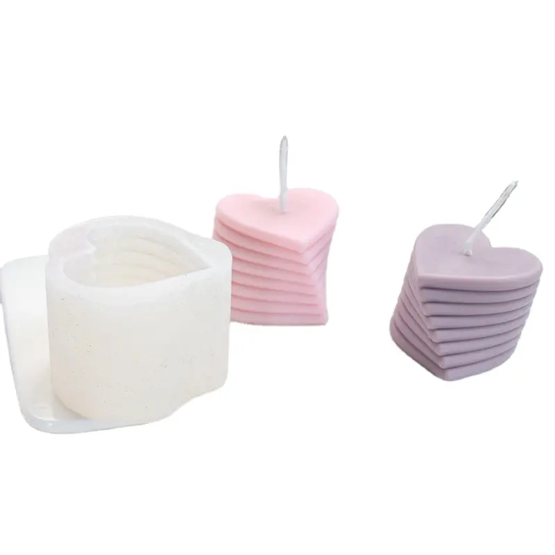 Molde de silicone perfumado para fazer velas, faça você mesmo, girar o dia dos namorados, empilhando o coração