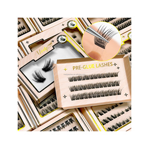 Индивидуальный логотип ручной работы полная полоска бесклеевые ресницы половинные ресницы с самоклеящейся прессом на предварительно склеенных полосках ресниц - Product Image 4
