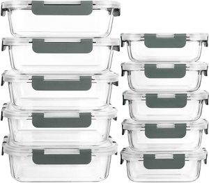 Contenedor de almacenamiento de alimentos de vidrio de borosilicato Rectangular moderno de 650ml con capacidad de tapas de PP multifunción tallada - Product Image 1