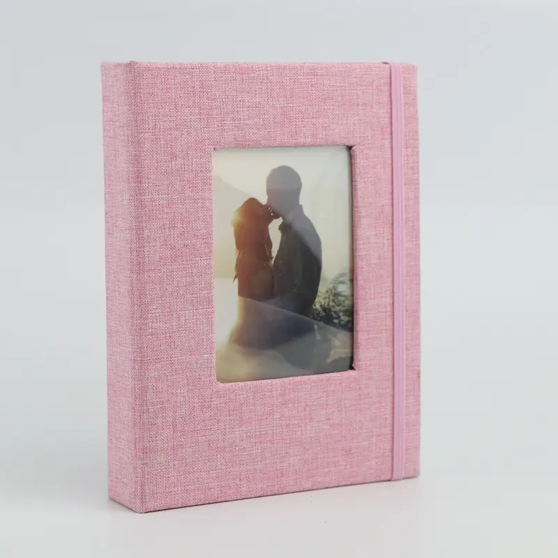 2023 New Design Customized Small Photo Album 4x6 Photos Linen Cover Mini Photo Book Holds Vertical Pictures Artwork Postcards