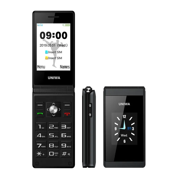 Cheap 2.8 zoll + 1.77 zoll UNIWA X28 Dual-bildschirm Flip Phone alten telefon