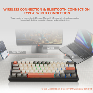 时尚61键键盘60% RGB发光二极管背光机械键盘Teclado Gamer有线人体工程学迷你游戏键盘 - Product Image 4