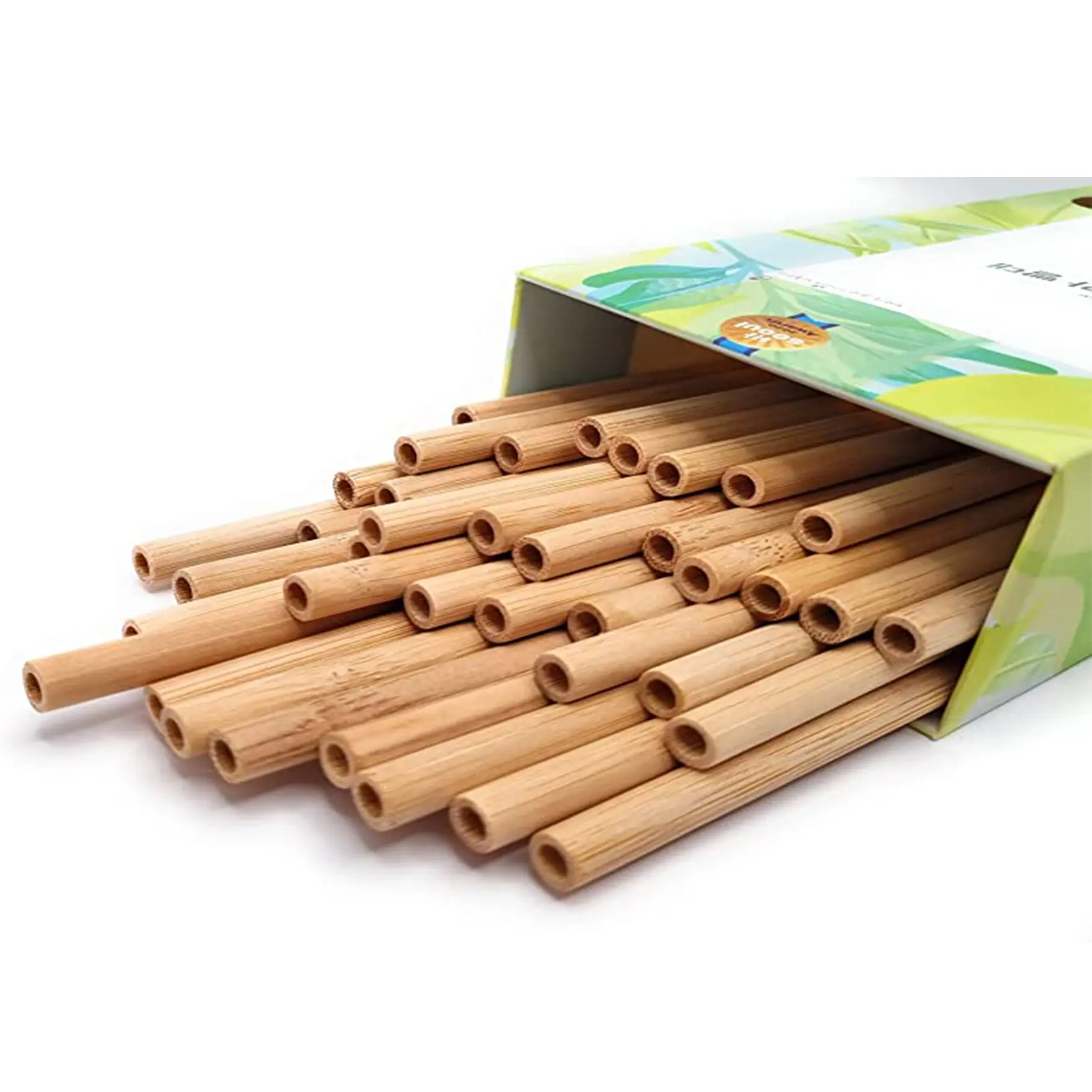 Özel Logo tek kullanımlık biyobozunur yıkanabilir kullanımlık sürdürülebilir bambu pipet bambu saman