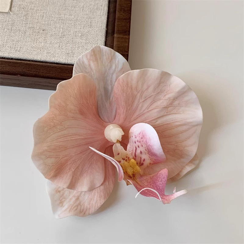 Pink curled phalaenopsis shoe buckle pair-plastic buckle