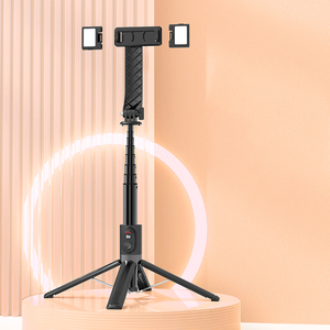 Uzaktan kumanda ile yeni dört Pod <span class=keywords><strong>360</strong></span> derece rotasyon ayarlanabilir teleskopik teleskop 2 LED ışıkları Selfie sopa