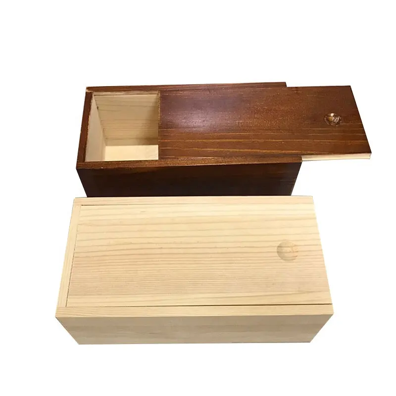 Caixa de madeira barata inacabada por atacado para empacotar caixa de madeira com tampa deslizante