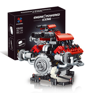 K96206/02/03 V8エンジンモデルビルディングブロックSTEM教育玩具LEDライトAPP制御男の子用プログラマブルカーキット