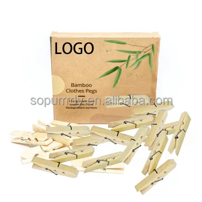 Custom Logo Eco-friendly Manufacturing Laundry Mini Craft Bamboo Wooden Cloth Pegs