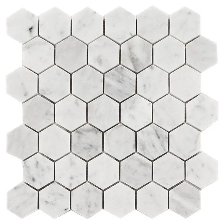 Laje de mármore de azulejo de mosaico de piso de pedra natural hexagonal branco