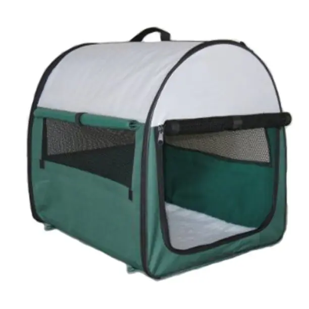 여행 휴대용 애완 동물 운반대 녹색 큰 포함되는 양가죽 매트 및 휴대용 케이스를 위한 연약한 개 크레이트 접을 수 있는 개집