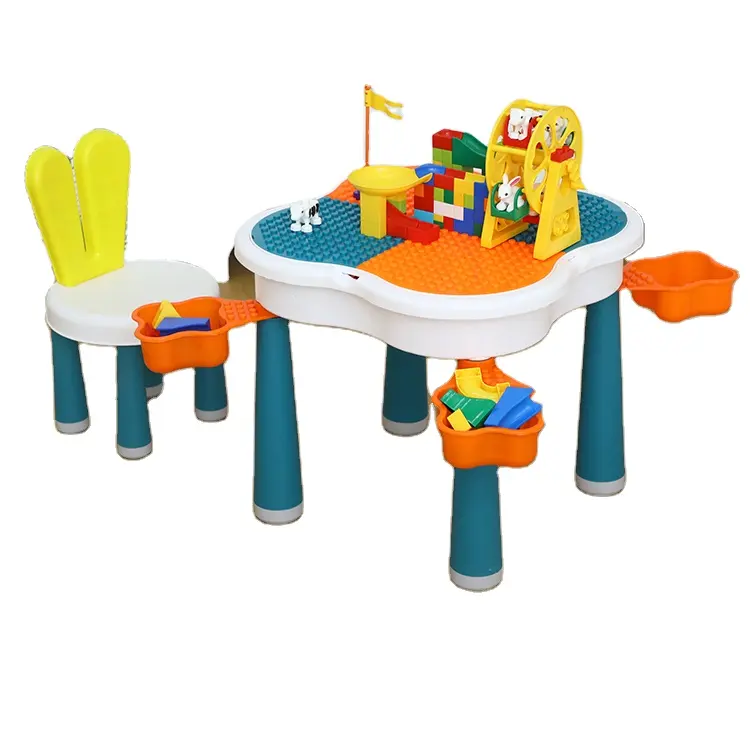 Set di mobili da scrivania pieghevoli rettangolari da gioco tavolo e sedia per bambini vendita calda plastica all'ingrosso per bambini dell'asilo