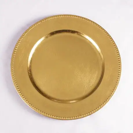 En gros en plastique de mariage perlé plaques de chargeur en or