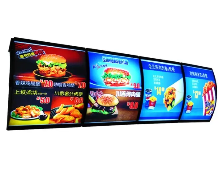 Scheda Menu a Led ad arco a forma di arco appesa a parete della scatola luminosa del Menu del listino prezzi del ristorante Chef di vendita caldo