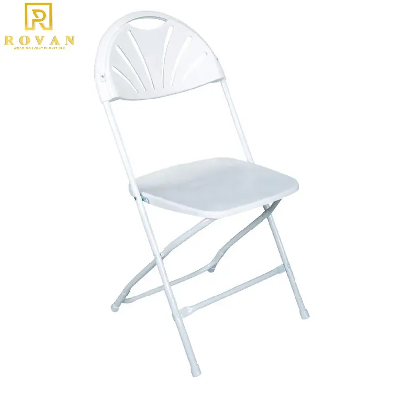 Round Back White Color Plastic Folding cadeira peças Resina Wimbledon Casamento Cadeiras dobráveis para eventos