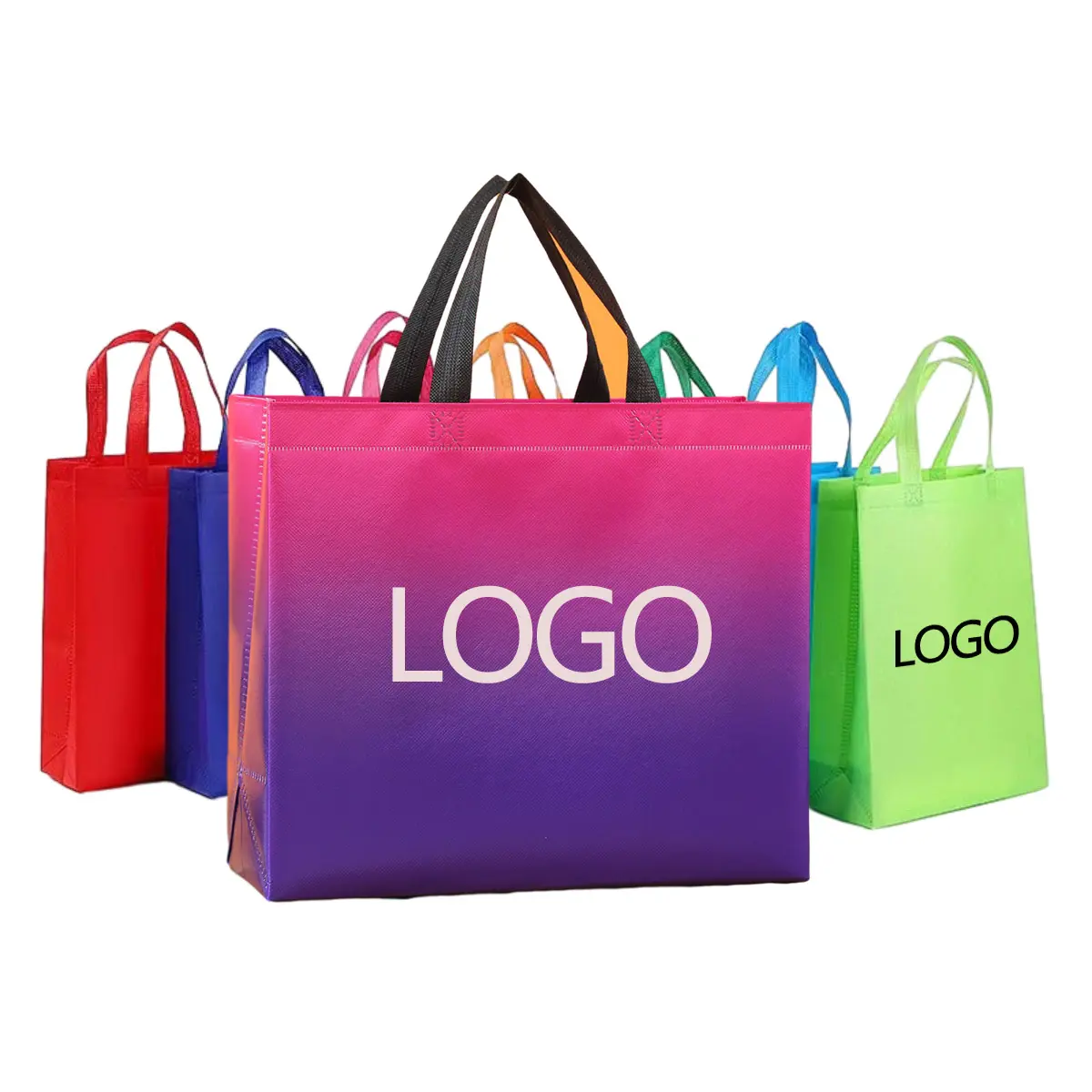 Sacolas de compras em tecido não tecido reutilizáveis personalizadas sacolas de presente douradas sacolas de compras não tecidas