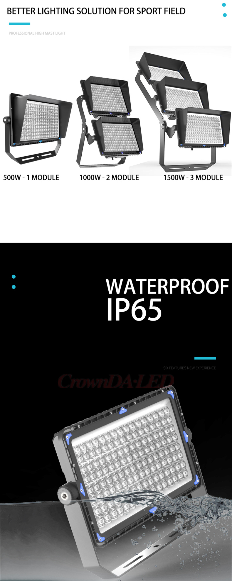 High Mast Outdoor Waterproof IP65 400W 500W 800W 1000W 1200W 1500W 1800W Pole Led Sports Stadium Light